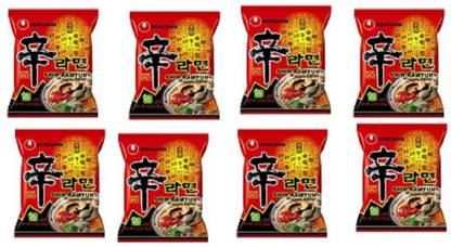 Nongshim Shin Ramyun Noodle Soup (Hot And Spicy), 120g - Pack of 8