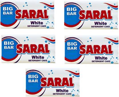 Saral white detergent cake (pack of 5)100gm Detergent Bar
