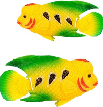 Petzlifeworld (Pack of 2) Artificial Plastic flowerhorn Fish Fake Marine Fish for Indoor Aquarium Tank Decor Laterite Unplanted Substrate