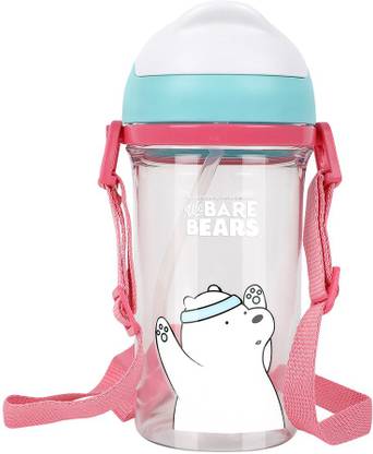 MINISO We Bare Bears Water Bottle with Straw 400ml - Ice Bear 400 ml Bottle