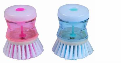 STRUGGLINGINC DishWashbasin Plastic Cleaning Brush with Liquid Soap Dispenser Plastic Wet and Dry Brush