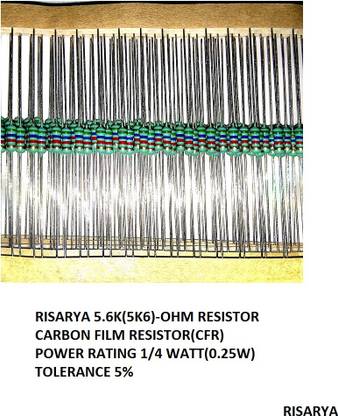 RISARYA 5.6K(5K6)-OHM RESISTOR,100PCS,CFR,5%,1/4 WATT Fixed Resistor