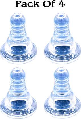 The Little Lookers Anti-Colic Easy Flo Silicone Teats/Nipples | Narrow Neck Feeding Bottle Nipples (Pack of 4) Medium Flow Nipple