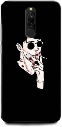 INDICRAFT Back Cover for Mi Redmi 8 BOY, BLACK, EMOJI, SMOKING, SKULL, MAN