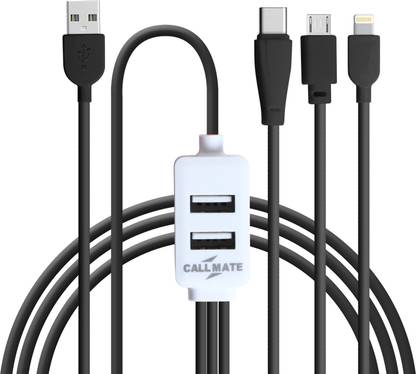 Callmate Lightning Cable 1 m SZNO5 All in one Data and Charging Cable With Dual USB Port ( Type-C , Micro , Lightning )