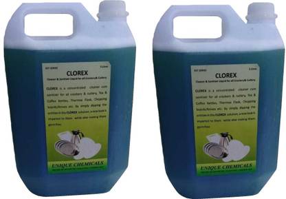 UNIQUE CHEMICALS Cleaner & Sanitizier Liquid For All Crockery & Cutlery 5L Pack OF 2 Dish Cleaning Gel