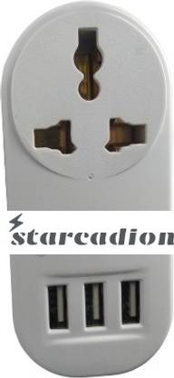 starcadion USB CUM Power Socket CH-587 2.4 A Three Pin Socket