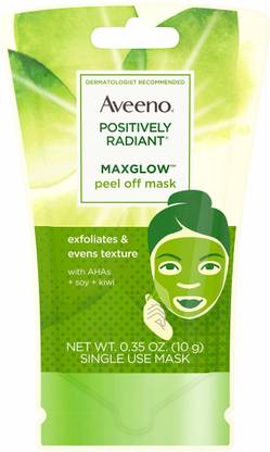 Aveeno Positively Radiant Maxglow Peel Off Exfoliating Face Mask With Alpha Hydroxy Acids, Soy & Kiwi Complex For Even Tone & Texture .35 Oz (Pack Of 1)