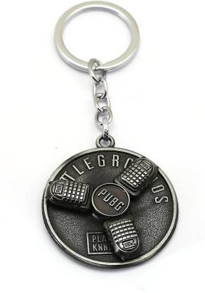 vien Revolving | Rotating PUBG Game Backpack Bag Gamer Collectible Silver Metal STAINLESS STEEL Keychain for Car Bike Men Women Keyring Key Chain
