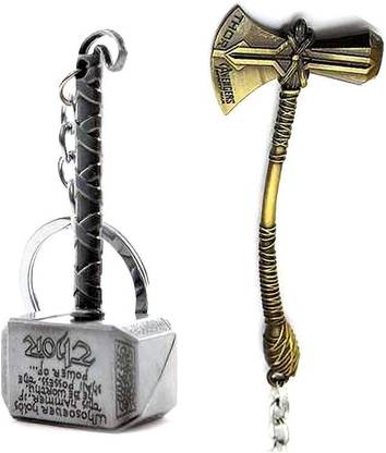 SHOKY LOOKS Thor Hammer and Avengers Infinity War Axe Thor Key Chain