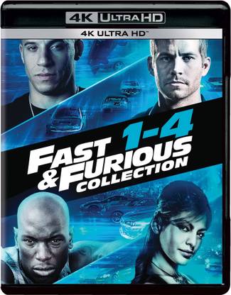Fast & Furious: 4 Movies Collection (Part 1 to 4) - The Fast and The Furious + 2 Fast 2 Furious + Tokyo Drift + Fast & Furious (4K UHD) (4-Disc Box Set)