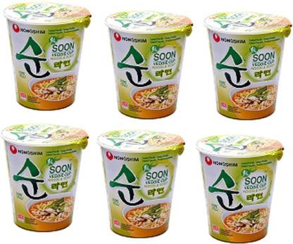 Nongshim Soon Veggie Noodle Soup Cup, 67 g Pack of 6 Cup Noodles Vegetarian