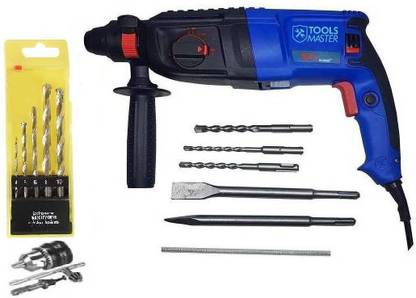 tools master rotary hammer yi king 900 WATT 26mm Reversible Rotary Hammer Drill SDS Plus with 3 Modes 3 Hammers Bits 2 Chisels with drill chuck set Rotary Hammer Drill (26 mm Chuck Size, 900 W) Power & Hand Tool Kit
