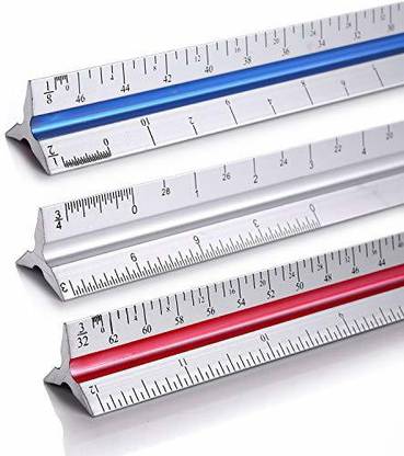 Daimay 12 Inch 30Cm Aluminum Triangle Scale Metal Ruler Tri Scale Architect Engineer Technical Ruler Student Education Ruler 30Cm X 2.2Cm Ruler
