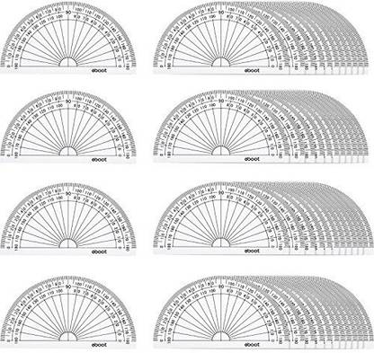 eBoot 50 Pack Math Protractors Plastic Protractor 180 Degrees, 4 Inches, Clear Ruler