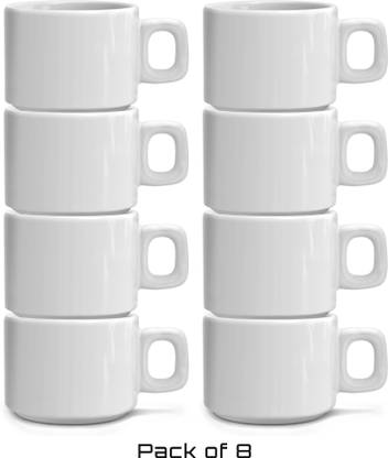 Artista Pack of 8 Ceramic Ceramic Tea & Coffee Cup Set of 8 - 170ml (Large Size)