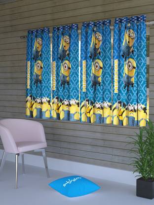 MINIONS 147 cm (5 ft) Polyester Semi Transparent Window Curtain (Pack Of 4)