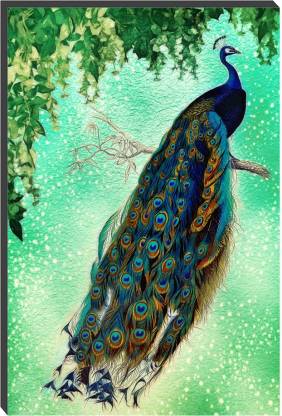 Craftsfest Peacock full view Vastu Self Adhesive 7mm MDF Ink 18 inch x 12 inch Painting