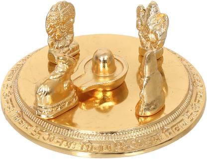 WEBELKART Gold Plated Small Shivling /Shiv Parivar, Shivling for Pooja Decorative Showpiece  -  3.5 cm