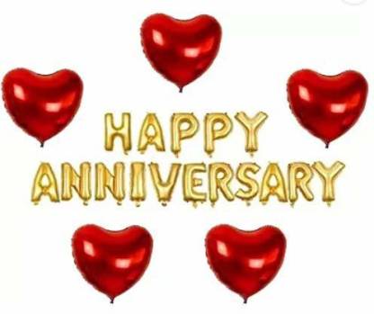 Flipkart.com | PAHUJA Solid HAPPY ANNIVERSARY GOLD 5 RED FOIL HEART ...