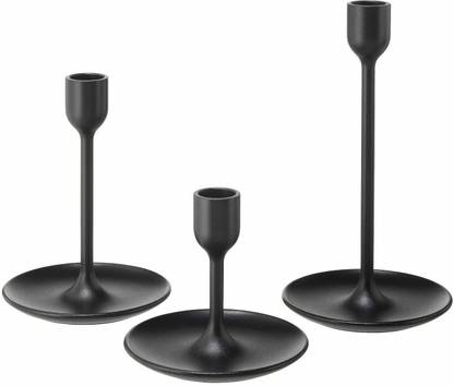 IKEA Candlestick - Set of 3 (Black) Aluminium Candle Holder Set