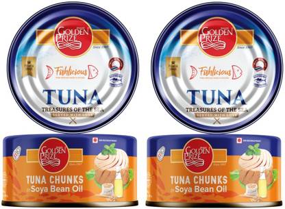 Golden Prize Tuna Chunk In Soyabean Oil 185 Gms Each - Pack of 2 Units Sea Foods