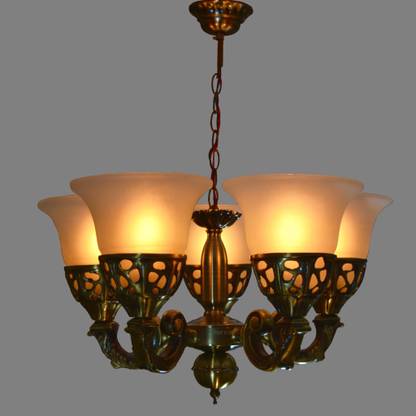 Prop It Up European Style Led 18" Contemporary 5-Light Large Chandelier + Alabaster Glass Shades, Adjustable Chain, Brushed Antique Brass/Bronze Finish Chandelier Ceiling Lamp