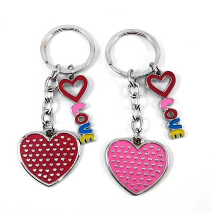 SHOKY LOOKS MULTICOLOR HEART SHAPED LOVE KEYCHAINS PACK OF 2 Key Chain