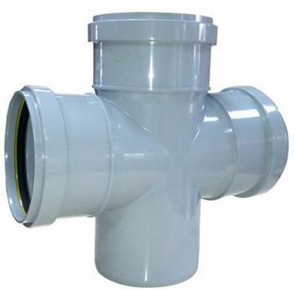 PRINCE SWR Double Tee Plain - Pipe Fitting Size : 110mm 4-Way Tee Pipe Joint