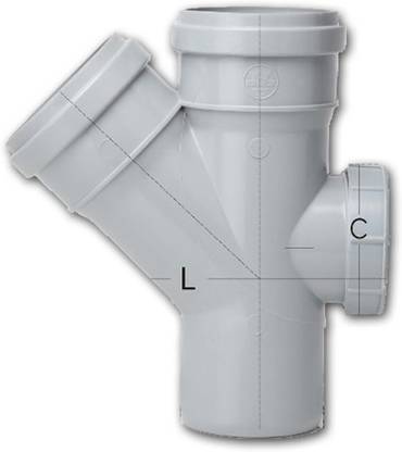 PRINCE SWR Single Y 45 degree With Door Din Lock Fitting, Size : 75mm 2-Way 45 Degree Elbow Pipe Joint