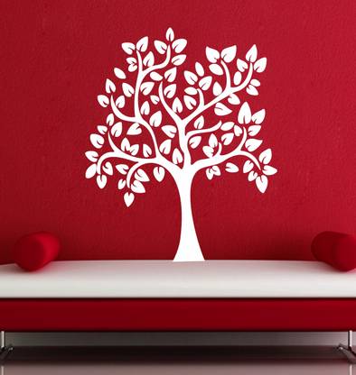 Sticker Hub 70 cm White Tree decorative wall sticker Self Adhesive Sticker