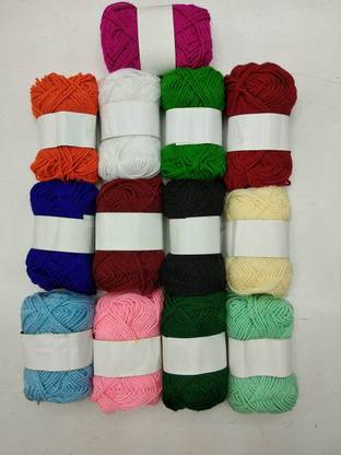 BuyDBest Hand Knitting Art Craft Soft Fingering Crochet Hook Yarn, Needle Knitting Thread For Wool Ball Hand Knitting Art Craft Soft Fingering Crochet Hook Yarn, Needle Knitting Thread Dyed Multi Color Pack Of 13