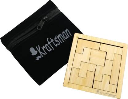 Kraftsman Portable Wooden Tetris Puzzle | 9 Pieces Puzzle Board for Kids and Adults | Travel Pouch Included Strategy & War Board Game