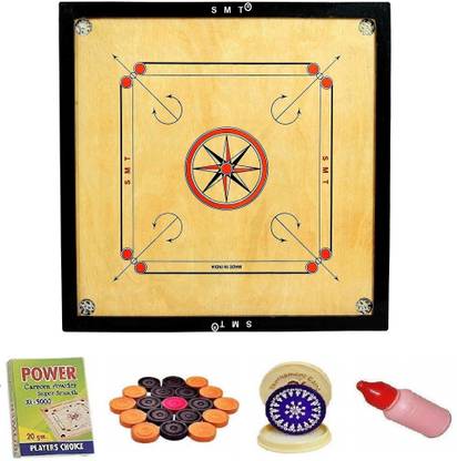 SMT Carrom Board with Coins Striker and Boric Powder Combo Number Nine 81.28 cm Carrom Board