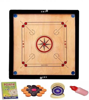 SMT Carrom Board with Coins Striker and Boric Powder Combo Number Three 81.28 cm कैरम बोर्ड
