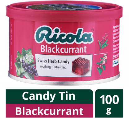 Ricola Blackcurrant Swiss Herb Candy Tin (Imported) Blackcurrant Candy