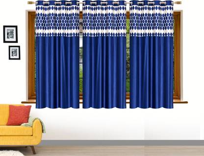 Stella Creations 152 cm (5 ft) Polyester Room Darkening Window Curtain (Pack Of 3)