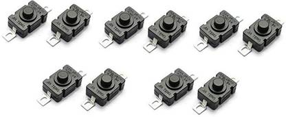 Creative Tech Self Locking Switch, DC 260V 1.5 A Tactile Tact Switch 2Pin On Off Push Button Switch DIY Electronics Accessories - Pack of 10 Electronic Components Electronic Hobby Kit