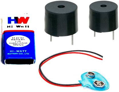 Creative Tech DIY 5V Buzzer With Hi-Wi 9V Battery & Connector, Combo Of 4 Electronic Components Electronic Hobby Kit
