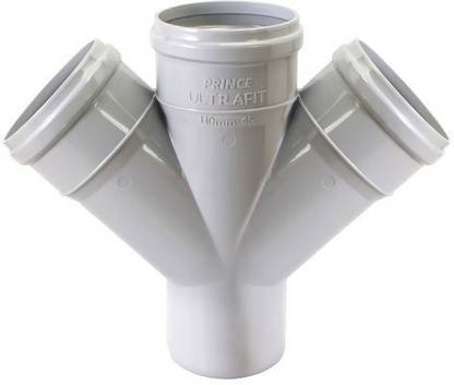 PRINCE SWR Plain Double Y 45 Degree Pipe Fitting, Size : 110mm 2-Way 45 Degree Elbow Pipe Joint