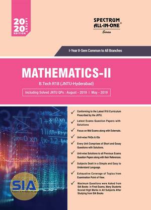 MATHEMATICS - II, B.Tech I-Year II-Sem (Common To All Branches) (R18) JNTU-(HYDERABAD), Latest 2020 Edition