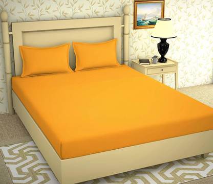 Divine Homes Polycotton Double Flat 148 TC Solid Bedsheet