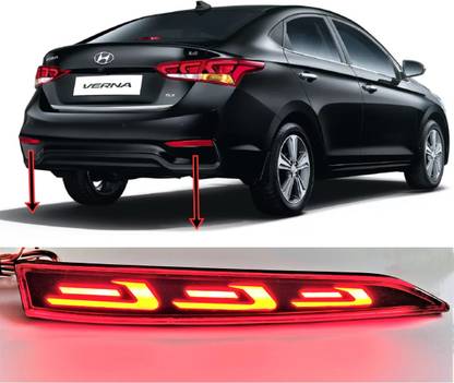 EliteAuto Premium Taiwan quality Car Reflector arrow design Led Brake Light for Bumper(Rear/Back) Drl New Design for Verna fluidic Car Reflector Light