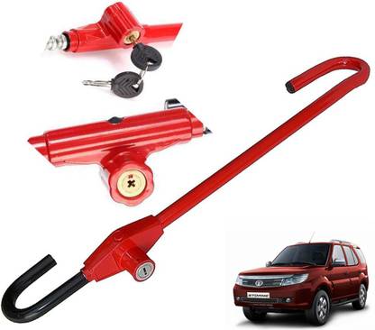 Dhe Best CAR02STEE_62 Universal Anti Theft Car Steering Wheel Lock with Keys Wheel Lock