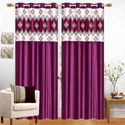 Stella Creations 214 cm (7 ft) Polyester Semi Transparent Door Curtain (Pack Of 2)