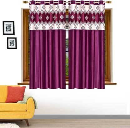 Stella Creations 152 cm (5 ft) Polyester Semi Transparent Window Curtain (Pack Of 2)