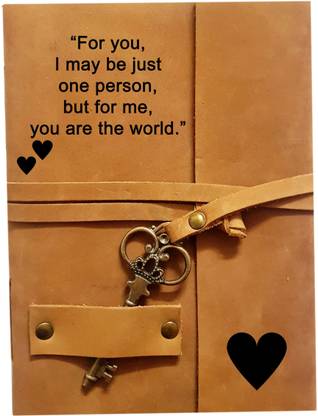 DI-KRAFT Love quote Embossed Leather Diary with key lock A5 Diary Unruled 200 Pages