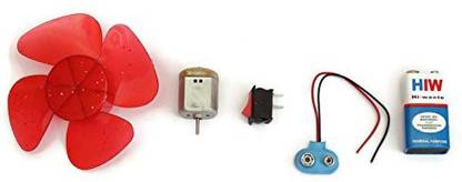 Creative Tech Dc Motor 3V-6V with Plastic Fan Blade , Red Switch, 9 V Battery and 9V Battery Clip Electronic Components Electronic Hobby Kit