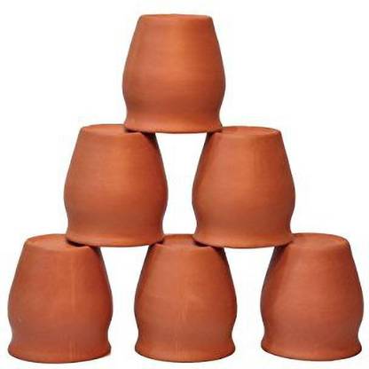 vsudhev (Pack of 6) 2.5-inch Clay Glass (Brown), Pack of 6 Glass Set Water/Juice Glass