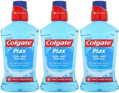 Colgate Combo Of Cool Mint Plax Mouthwash (250ML*3) - Pepper Mint